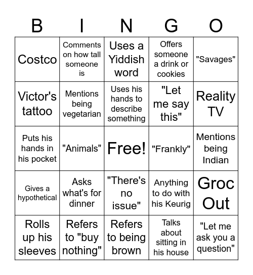 Karthik Bingo Card