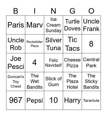 Home Alone/Home Alone 2 Bingo Card