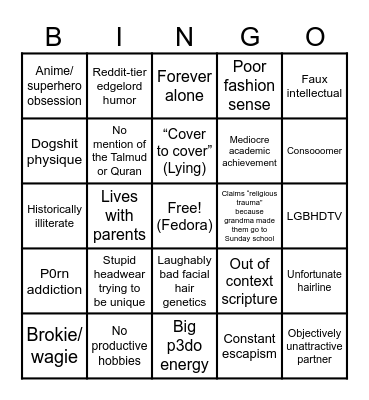 EDGY ATHEIST Bingo Card