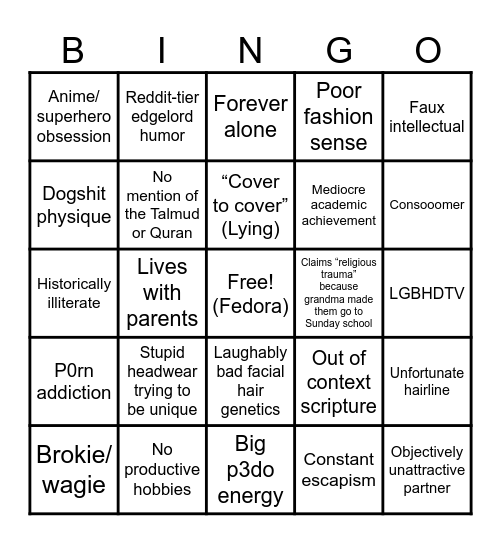 EDGY ATHEIST Bingo Card