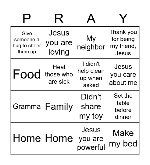 Talk to Jesus Bingo Card
