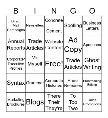 The Wordsmith Bingo Card