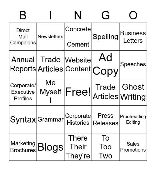 The Wordsmith Bingo Card