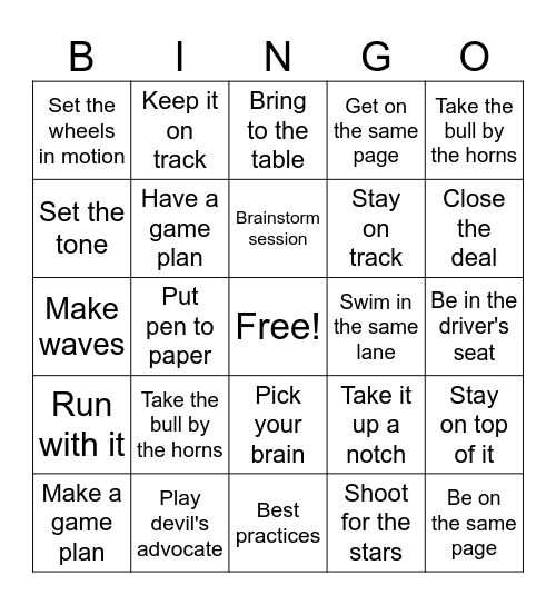 Corporate Lingo Bingo Card