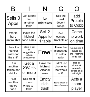 Server Bingo Card