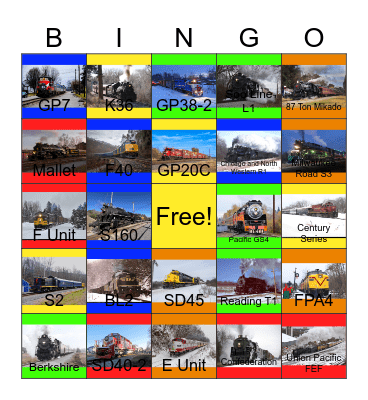 Lots and Lots of Christmas Trains Bingo Card