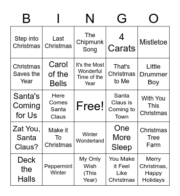 Christmas Music Bingo Card