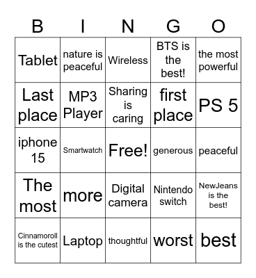 P6 Unit 6 Bingo Card