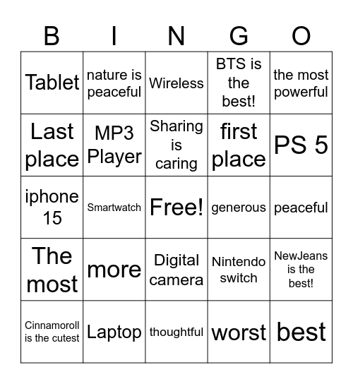 P6 Unit 6 Bingo Card