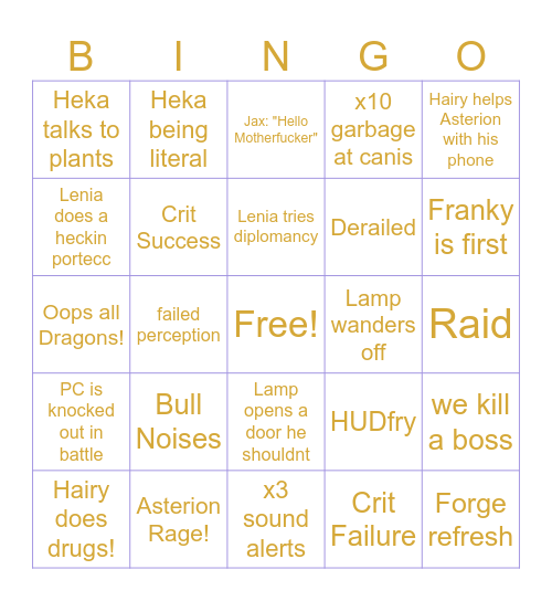 Bobvesh Bingo Card