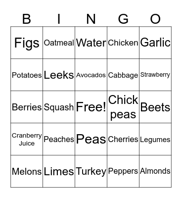 Better choices Bingo Card