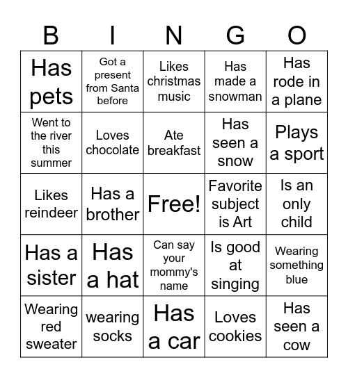 Sit Down - Stand Up Table BINGO Card
