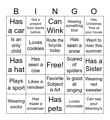Sit Down - Stand Up Table BINGO Card