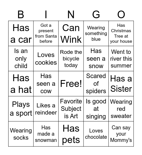 Sit Down - Stand Up Table BINGO Card
