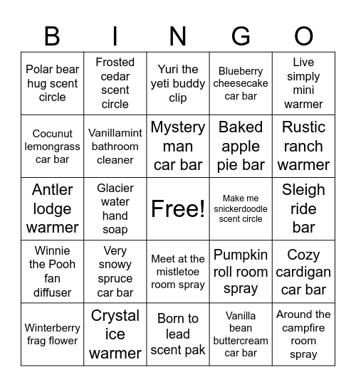 Scentsational Bingo!! Bingo Card