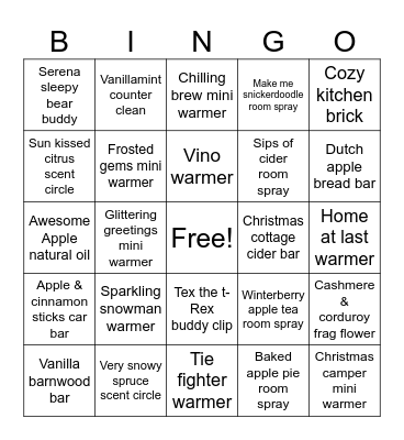 Scentsational Bingo!!! Bingo Card