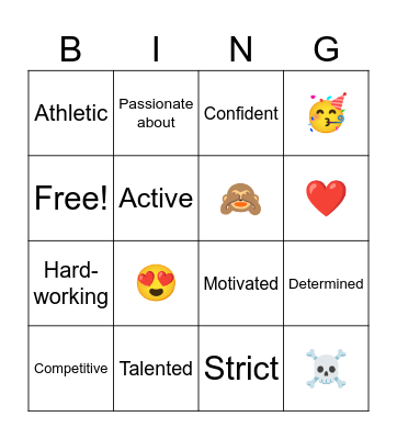 Sport qualities Bingo Card