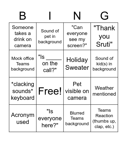Untitled Bingo Card