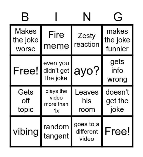 IMDONTAI MEME BINGO Card