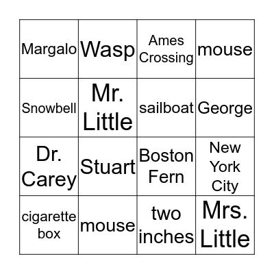 Stuart Little Bingo Card