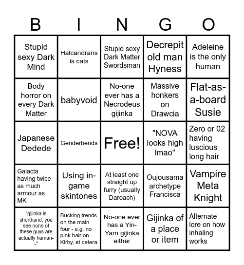 Gikabi Artist Bingo Card