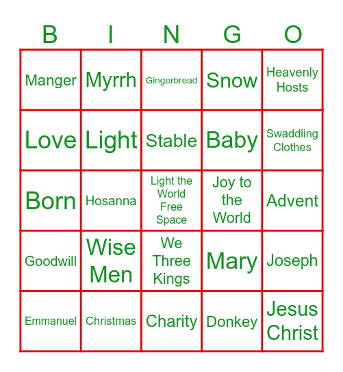 Foothills Ward Christmas Jingle Bingo Card