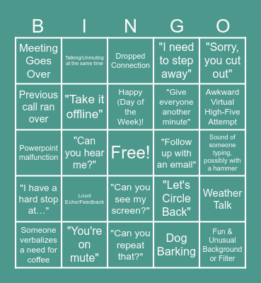 Conference Call BINGO Card