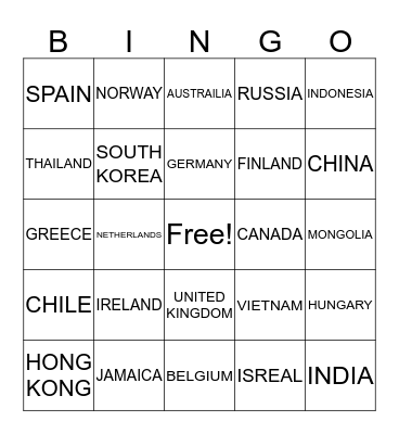 World Bingo Card