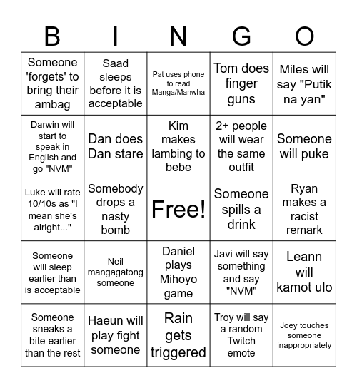 Bomb Squad Christmas Party Bingo 2023 Bingo Card