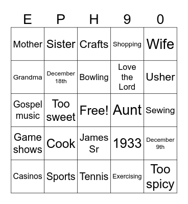 Birthday Bingo Card