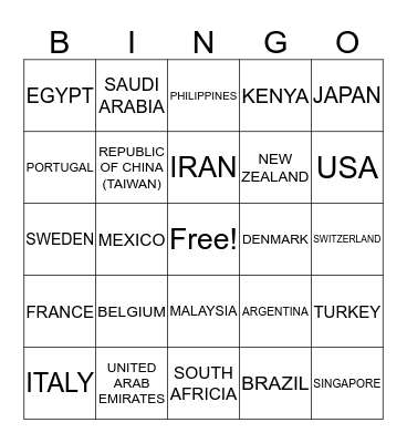 World Bingo Card
