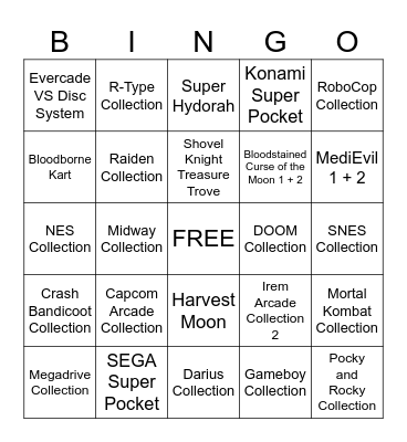 2024 Evercade/Super Pocket Bingo Card