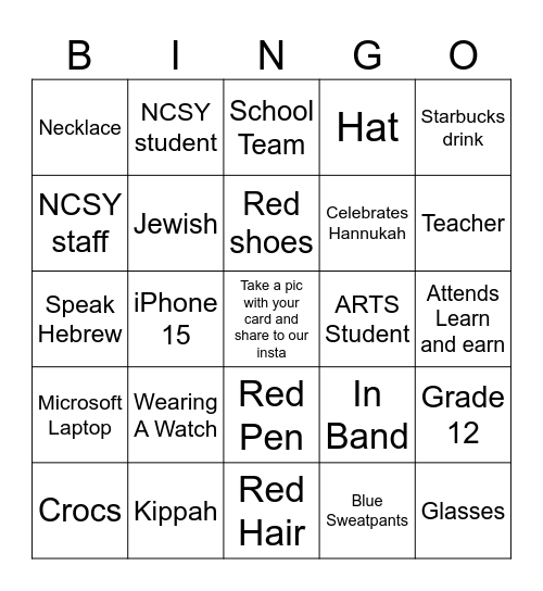 Channakah Bingo Card