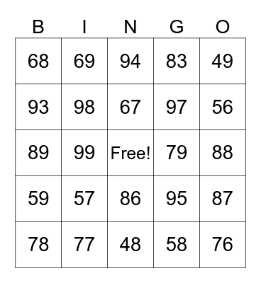 Decomposition Addition Bingo Card
