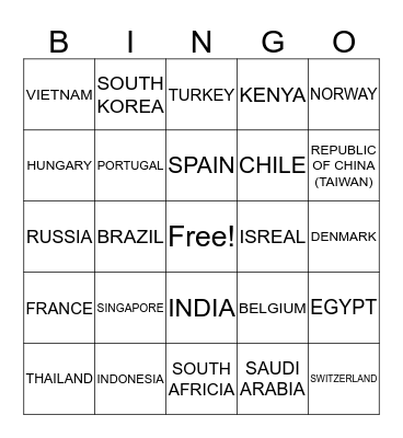 World Bingo Card