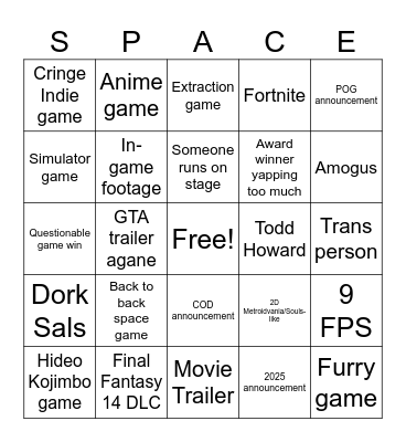 GSA 2023 Bingo Card