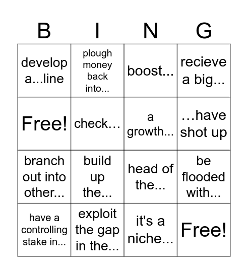 Words Bingo Card