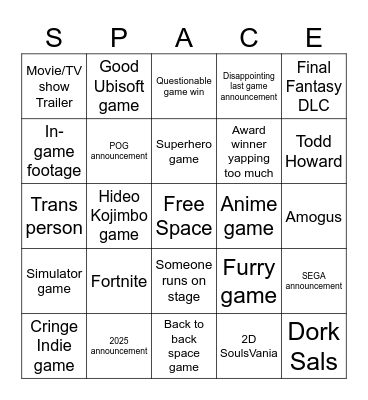 GSA 2023 Bingo Card