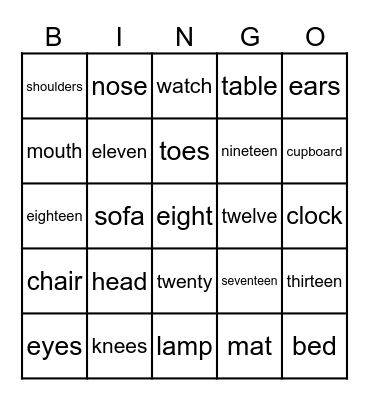 Kid's box 2 Units 1-4 Bingo Card