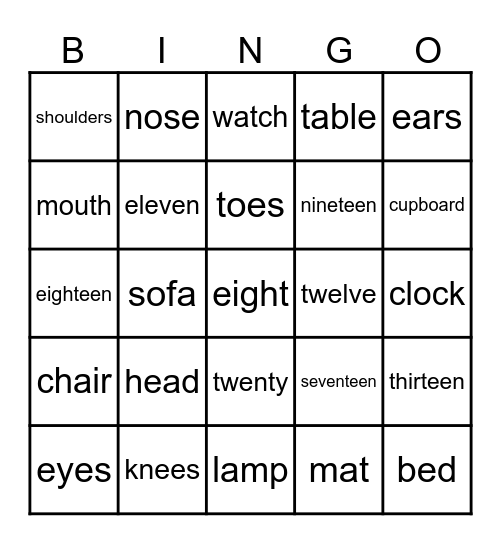 Kid's box 2 Units 1-4 Bingo Card