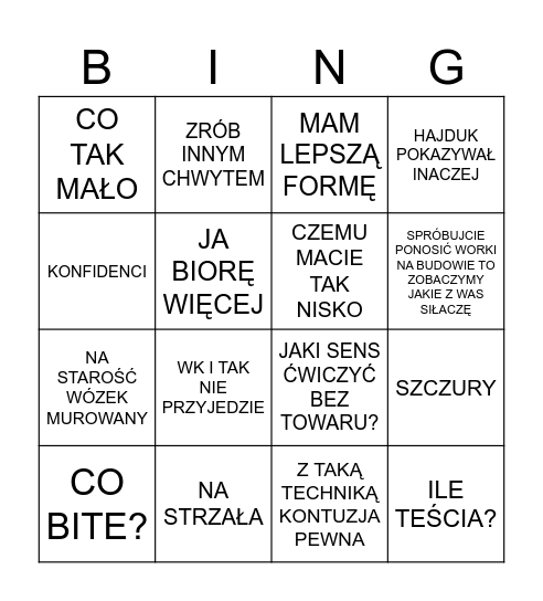 SYNOWIE GYMNAZJOSA Bingo Card