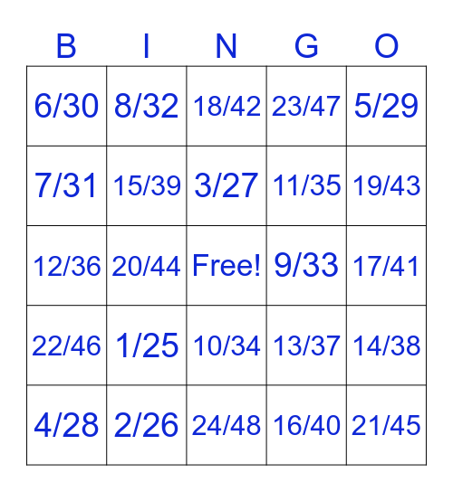 BB SURF Team Xmas Lunch Bingo Card