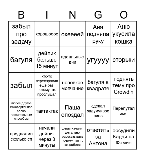 Утилитное бинго Bingo Card