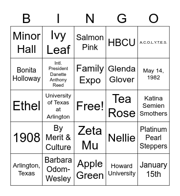 XTO BINGO Card