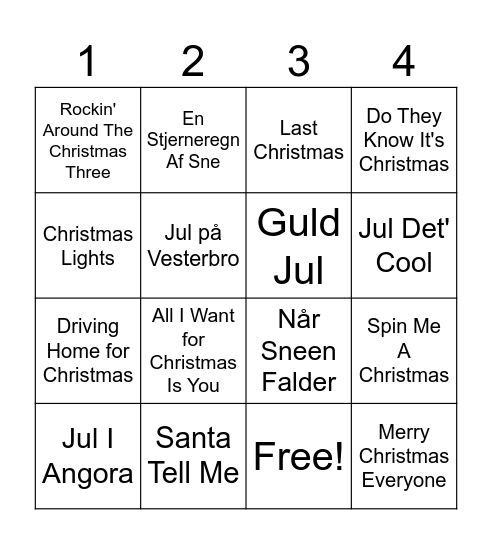 JuleSange Bingo Card