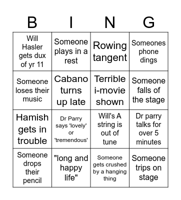 Speech day 2023 Bingo Card