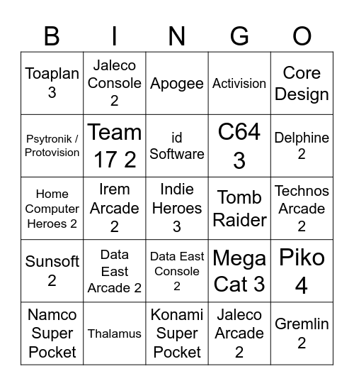 2024 Evercade/Super Pocket Bingo Card