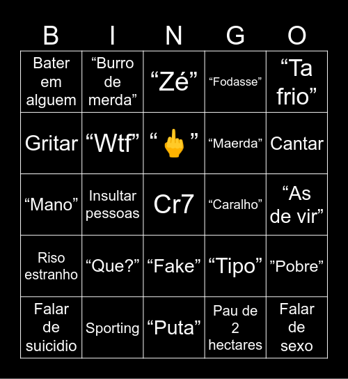 Bingo da puta Bingo Card