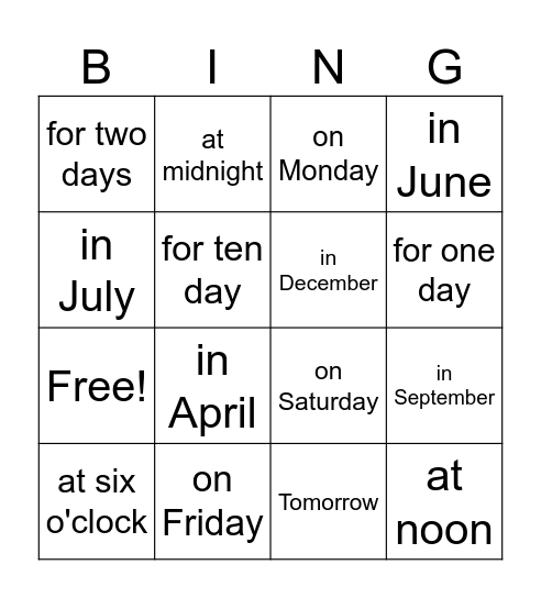 Untitled Bingo Card