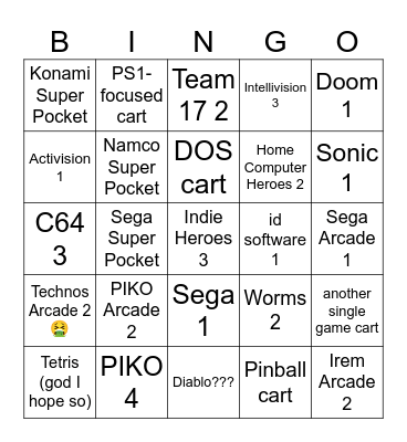 2024 Evercade/Super Pocket Bingo Card
